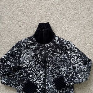 Ruby Rd. Black & White Quilted Floral Bomber Jacket